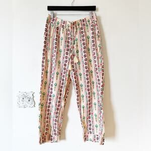 Haute Hippie Boho Floral Elastic Waist Cropped Lounge Beach Pants L